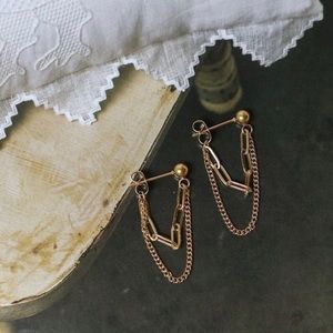 Cloulou 18K Gold Plated Double Chain Tassel Earrings
